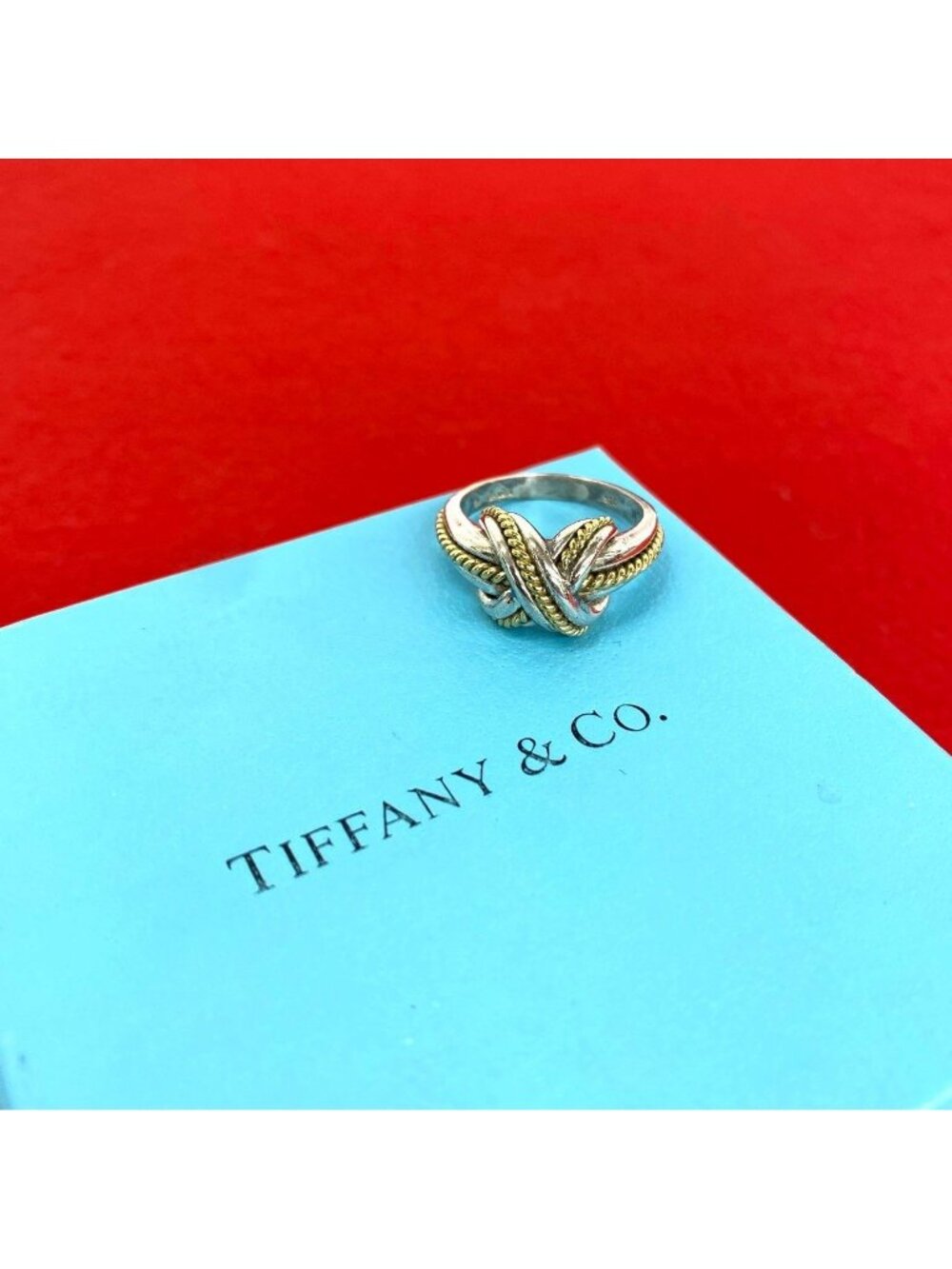 Tiffany & Co Vintage Signature Ring Silver Yellow Gold